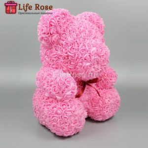 Розовый мишка из роз 40 см